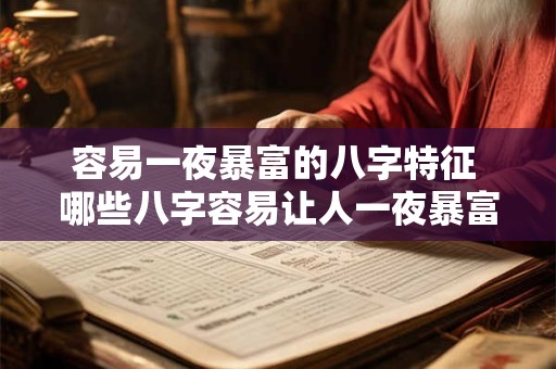 容易一夜暴富的八字特征 哪些八字容易让人一夜暴富