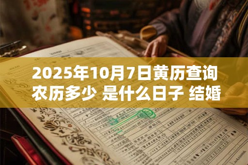 2025年10月7日黄历查询 农历多少 是什么日子 结婚吉时