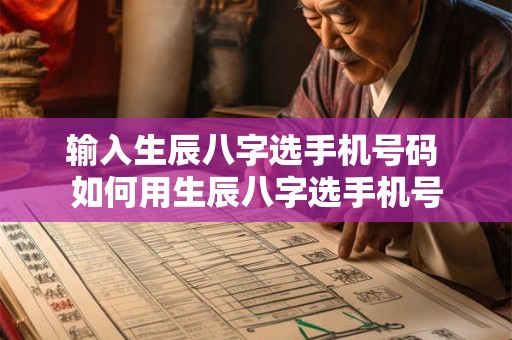 输入生辰八字选手机号码 如何用生辰八字选手机号