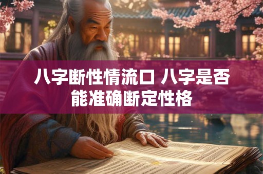 八字断性情流口 八字是否能准确断定性格