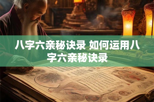 八字六亲秘诀录 如何运用八字六亲秘诀录