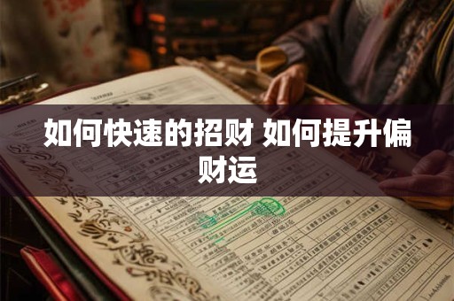 如何快速的招财 如何提升偏财运