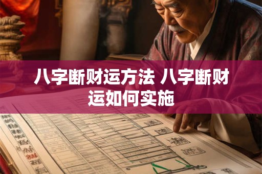八字断财运方法 八字断财运如何实施