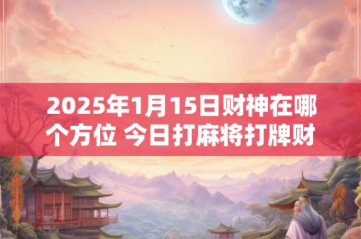2025年1月15日财神在哪个方位 今日打麻将打牌财运方位