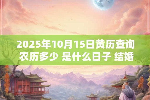 2025年10月15日黄历查询 农历多少 是什么日子 结婚吉时