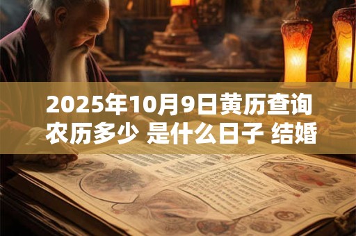 2025年10月9日黄历查询 农历多少 是什么日子 结婚吉时