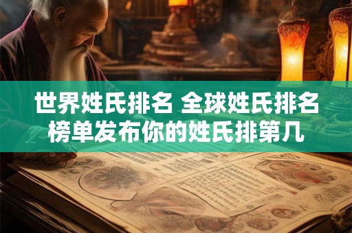 世界姓氏排名 全球姓氏排名榜单发布你的姓氏排第几