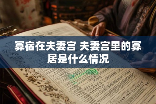 寡宿在夫妻宫 夫妻宫里的寡居是什么情况
