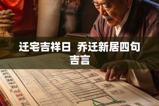 迁宅吉祥日  乔迁新居四句吉言