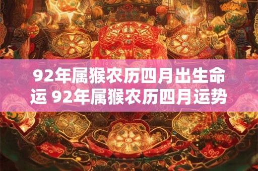 92年属猴农历四月出生命运 92年属猴农历四月运势如何