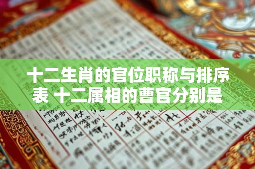 十二生肖的官位职称与排序表 十二属相的曹官分别是