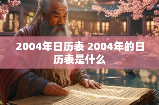 2004年日历表 2004年的日历表是什么