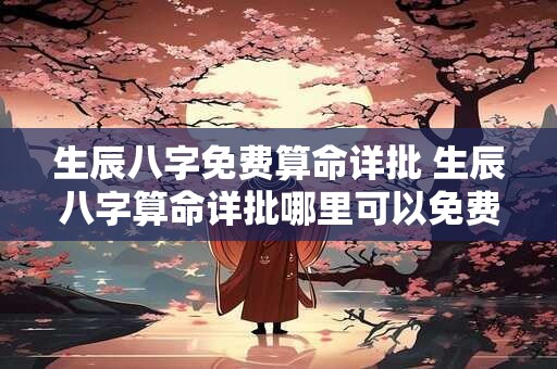 生辰八字免费算命详批 生辰八字算命详批哪里可以免费进行