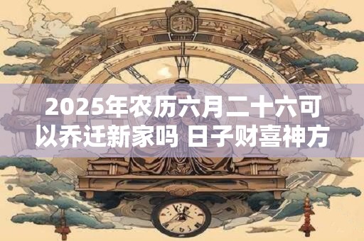 2025年农历六月二十六可以乔迁新家吗 日子财喜神方位