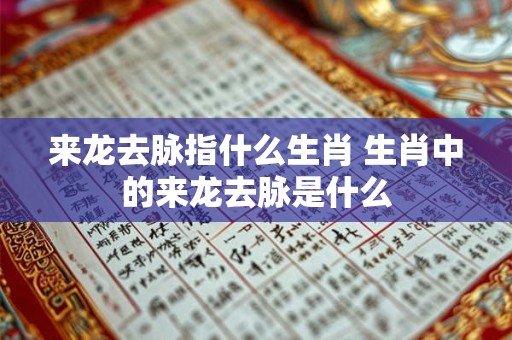 来龙去脉指什么生肖 生肖中的来龙去脉是什么