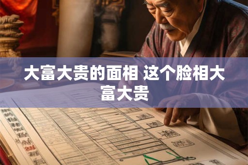 大富大贵的面相 这个脸相大富大贵