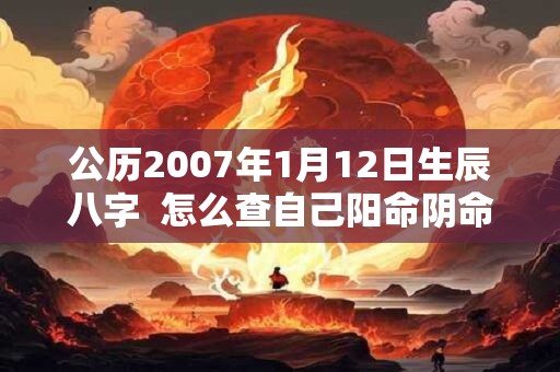 公历2007年1月12日生辰八字  怎么查自己阳命阴命
