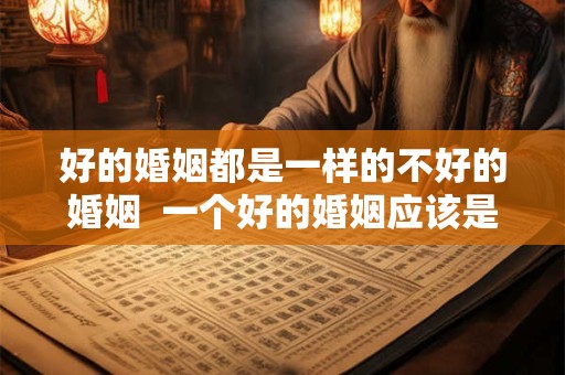 好的婚姻都是一样的不好的婚姻  一个好的婚姻应该是怎样的