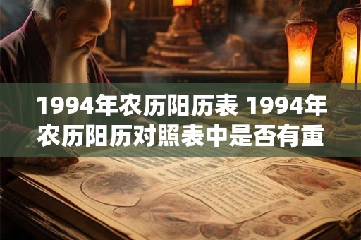 1994年农历阳历表 1994年农历阳历对照表中是否有重要的传统节日信息