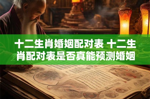 十二生肖婚姻配对表 十二生肖配对表是否真能预测婚姻关系