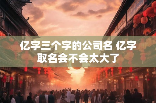 亿字三个字的公司名 亿字取名会不会太大了