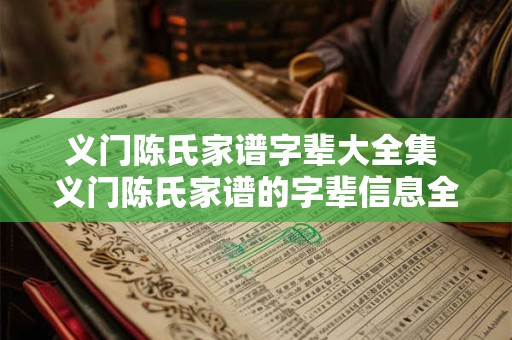 义门陈氏家谱字辈大全集 义门陈氏家谱的字辈信息全面吗