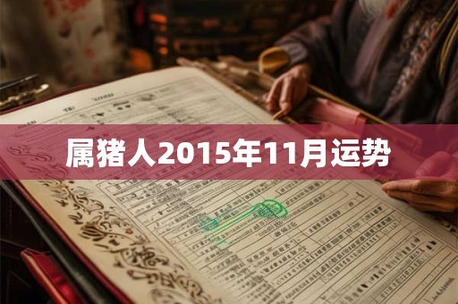 属猪人2015年11月运势
