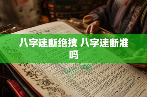 八字速断绝技 八字速断准吗