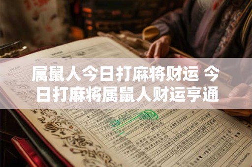 属鼠人今日打麻将财运 今日打麻将属鼠人财运亨通