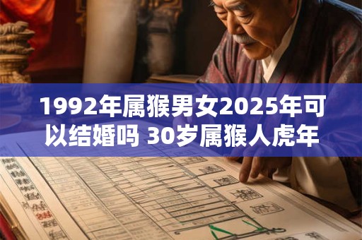 1992年属猴男女2025年可以结婚吗 30岁属猴人虎年结婚要注意什么