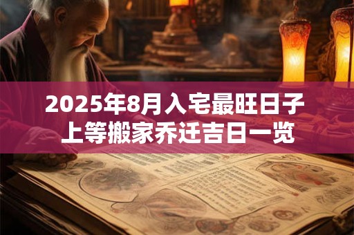 2025年8月入宅最旺日子 上等搬家乔迁吉日一览