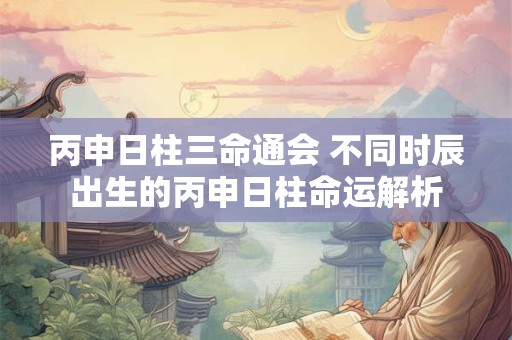 丙申日柱三命通会 不同时辰出生的丙申日柱命运解析