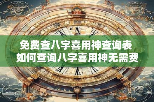 免费查八字喜用神查询表 如何查询八字喜用神无需费用
