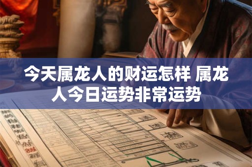 今天属龙人的财运怎样 属龙人今日运势非常运势