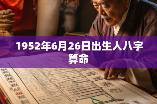1952年6月26日出生人八字算命