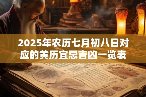 2025年农历七月初八日对应的黄历宜忌吉凶一览表