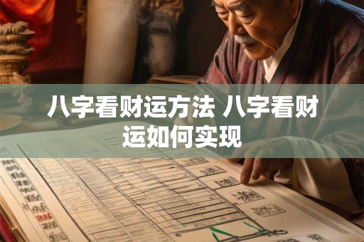 八字看财运方法 八字看财运如何实现
