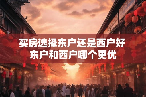 买房选择东户还是西户好 东户和西户哪个更优