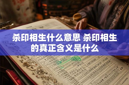 杀印相生什么意思 杀印相生的真正含义是什么