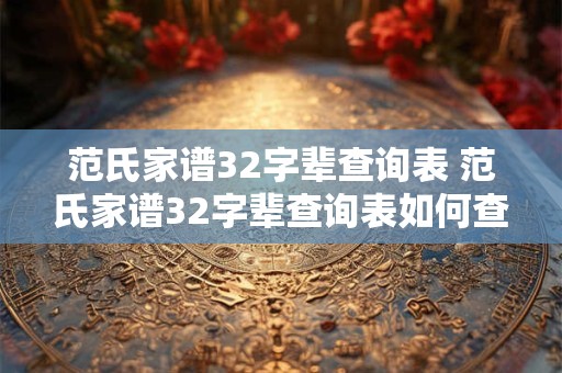 范氏家谱32字辈查询表 范氏家谱32字辈查询表如何查询