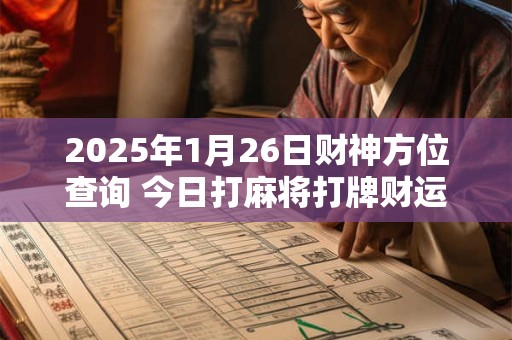 2025年1月26日财神方位查询 今日打麻将打牌财运方位