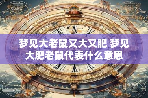 梦见大老鼠又大又肥 梦见大肥老鼠代表什么意思