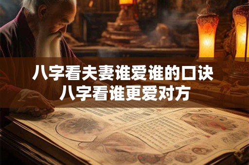八字看夫妻谁爱谁的口诀 八字看谁更爱对方