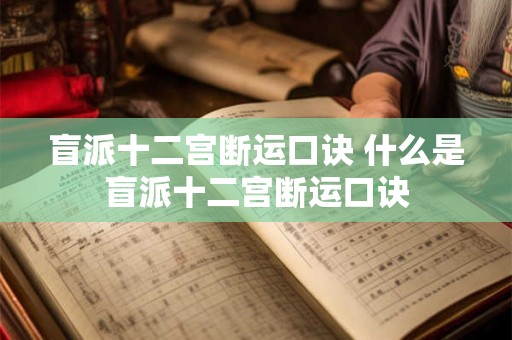 盲派十二宫断运口诀 什么是盲派十二宫断运口诀