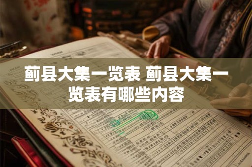 蓟县大集一览表 蓟县大集一览表有哪些内容