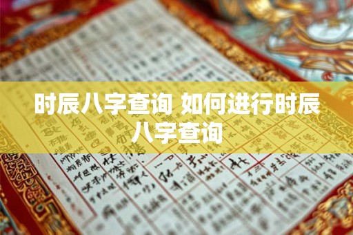 时辰八字查询 如何进行时辰八字查询