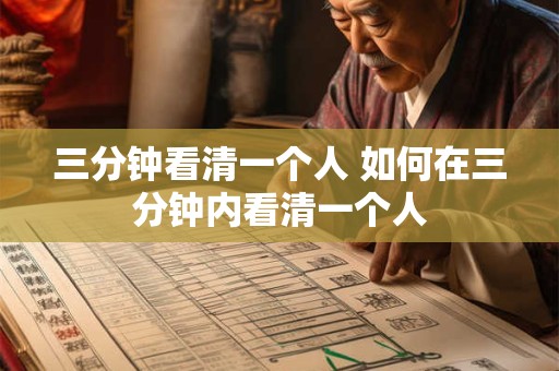 三分钟看清一个人 如何在三分钟内看清一个人