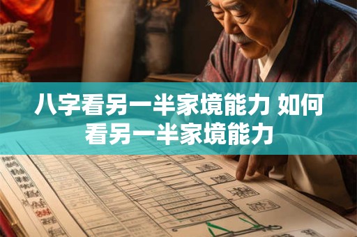八字看另一半家境能力 如何看另一半家境能力
