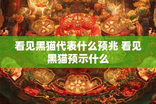 看见黑猫代表什么预兆 看见黑猫预示什么