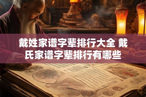 戴姓家谱字辈排行大全 戴氏家谱字辈排行有哪些